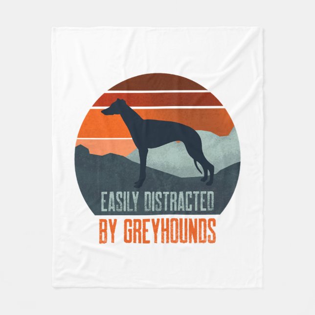 Lätt Distraherad Av Greyhounds Hundpromenad Fleecefilt (Framsidan)