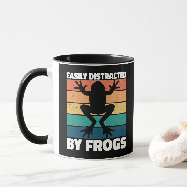 Lätt Distraherad Av Grodor Älskare Färgglad Design Mugg (Med munk)
