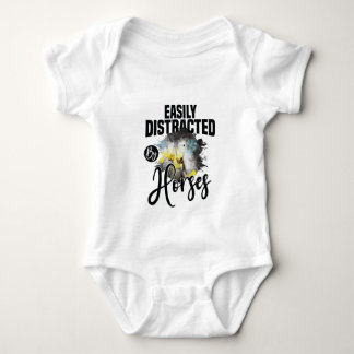 Lätt Distraherad av Hästar Söt Hästälskare Bebis T Shirt