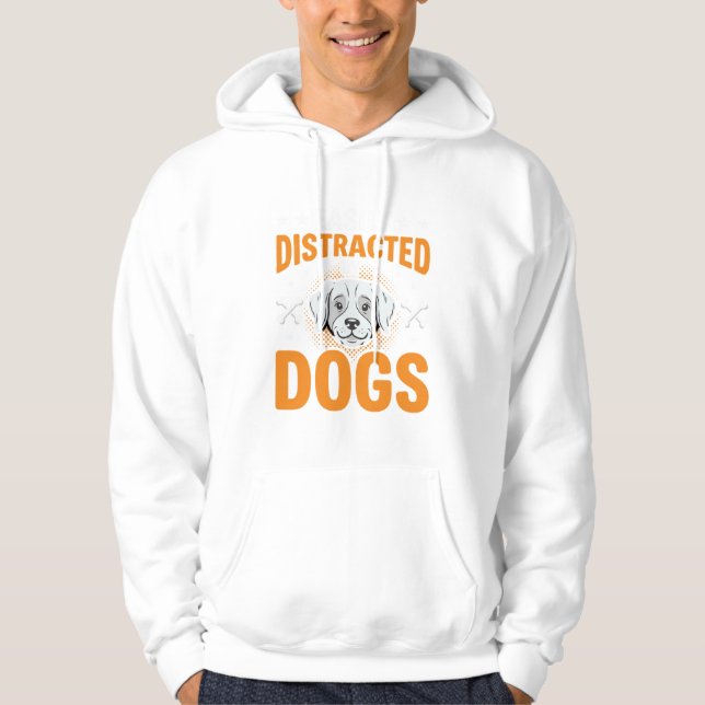 Lätt Distraherad Av Hundar Hoodie (Framsida)