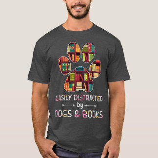 Lätt Distraherad Av Hundar Och Böcker vintage T Shirt