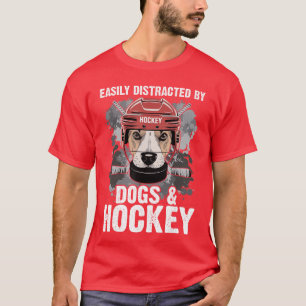 Lätt Distraherad Av Hundar Och Hockey Rolig Hund Ä T Shirt