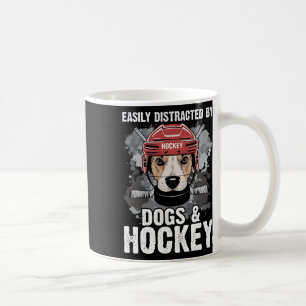 Lätt Distraherad Av Hundar Och Hockey Rolig Hundäg Kaffemugg