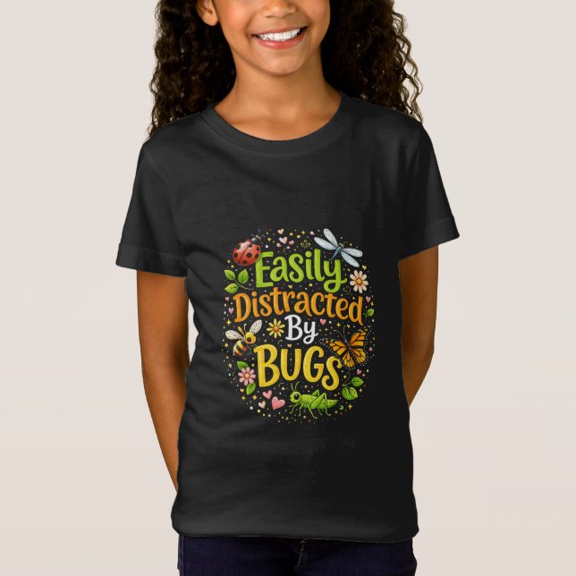 Lätt Distraherad av Insekter T Shirt (Framsida)