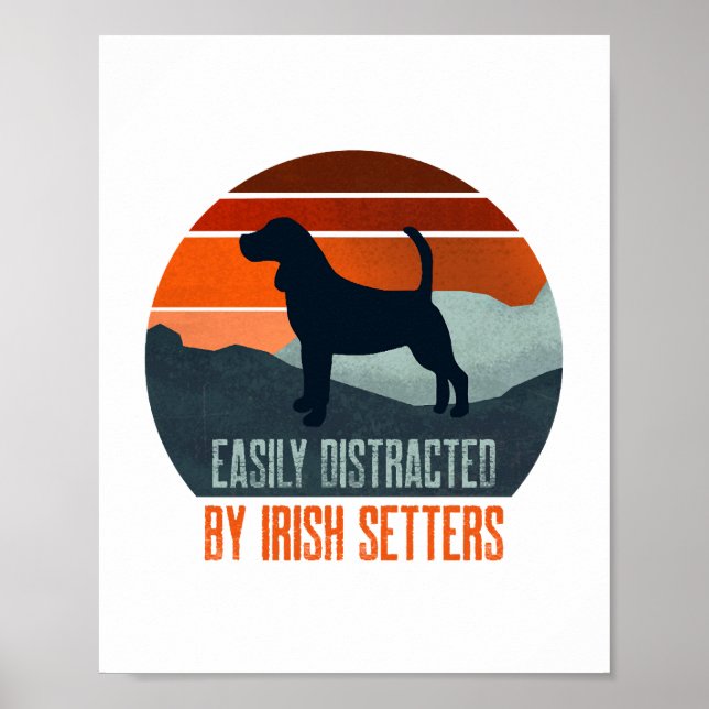 Lätt Distraherad Av Irländska Setter Hundpromenade Poster (Framsidan)