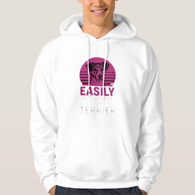 Lätt Distraherad Av Jack Russell Terrier Hoodie (Framsida)