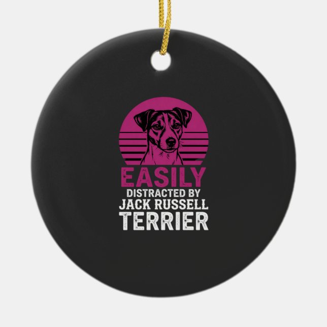 Lätt Distraherad Av Jack Russell Terrier Julgransprydnad Keramik (Framsidan)