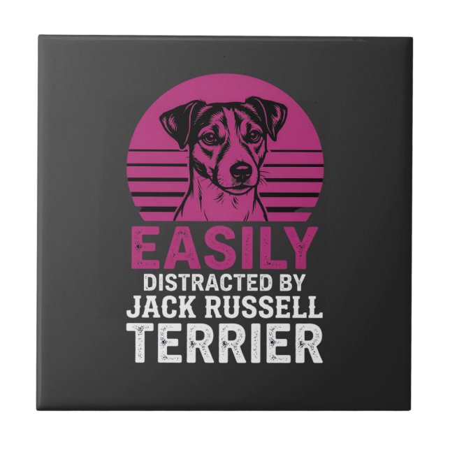 Lätt Distraherad Av Jack Russell Terrier Kakelplatta (Framsidan)