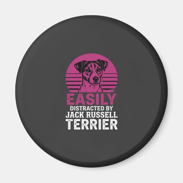 Lätt Distraherad Av Jack Russell Terrier Magnet (Framsidan)