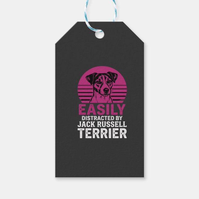Lätt Distraherad Av Jack Russell Terrier Presentetikett (Framsidan)