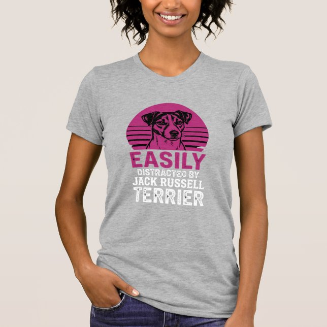 Lätt Distraherad Av Jack Russell Terrier T Shirt (Framsida)