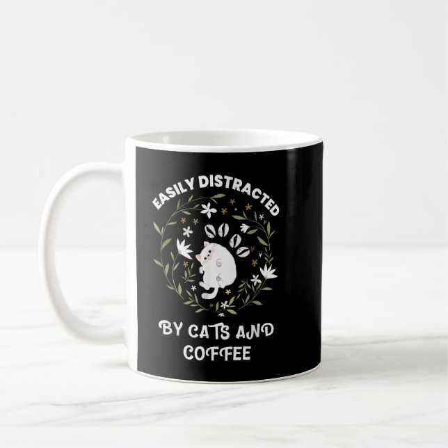 lätt distraherad av kaffe och katter kaffemugg (Vänster)