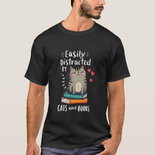 Lätt Distraherad av Katter och Böcker Bedårande Bi T Shirt
