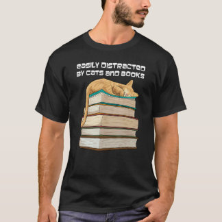 Lätt Distraherad Av Katter Och Böcker Bokläsning K T Shirt