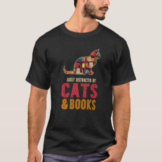 Lätt Distraherad Av Katter Och Böcker Katter Och B T Shirt