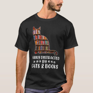 Lätt Distraherad Av Katter Och Böcker Nördar T Shirt