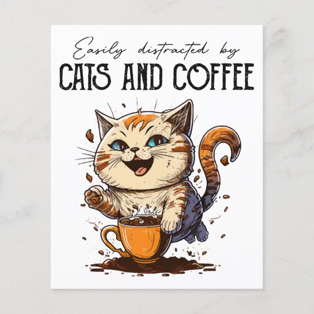 Lätt Distraherad Av Katter Och Kaffe Kattälskare C (Framsida)