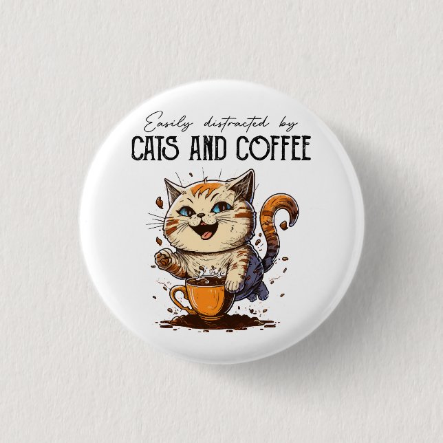 Lätt Distraherad Av Katter Och Kaffe Kattälskare K Knapp (Framsida)