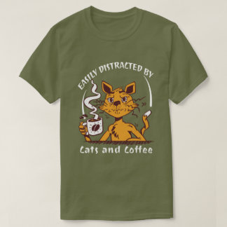 Lätt Distraherad Av Katter Och Kaffe Rolig Kattäls T Shirt