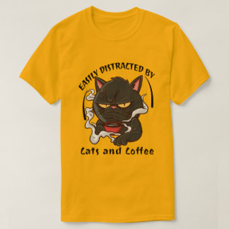 Lätt Distraherad Av Katter Och Kaffe Rolig Kattäls T Shirt