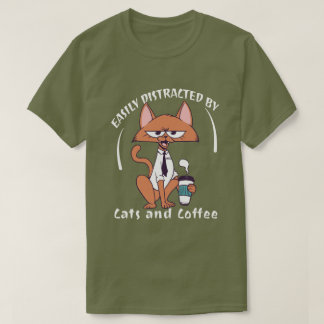 Lätt Distraherad Av Katter Och Kaffe Rolig Kattäls T Shirt