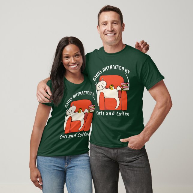 Lätt Distraherad Av Katter Och Kaffe Rolig Kattäls T Shirt (Unisex)