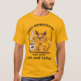 Lätt Distraherad Av Katter Och Kaffe Rolig Kattäls T Shirt