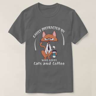 Lätt Distraherad Av Katter Och Kaffe Rolig Kattäls T Shirt