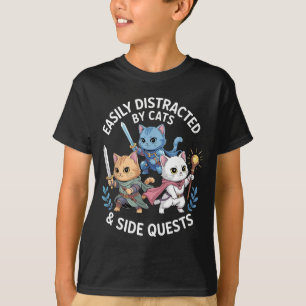 Lätt Distraherad Av Katter & Sidokvällar Roligt T Shirt