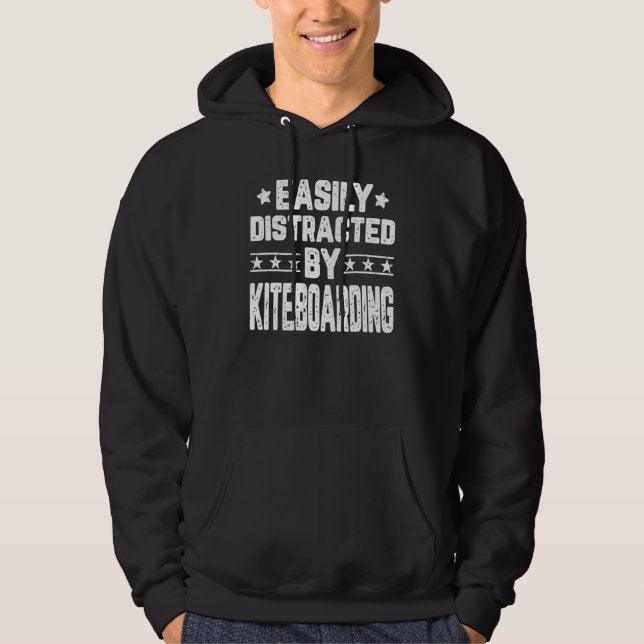 Lätt Distraherad Av Kiteboardåkning  Kiteboardåkar Hoodie (Framsida)