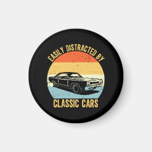 Lätt Distraherad Av Klassiska Bilar Magnet