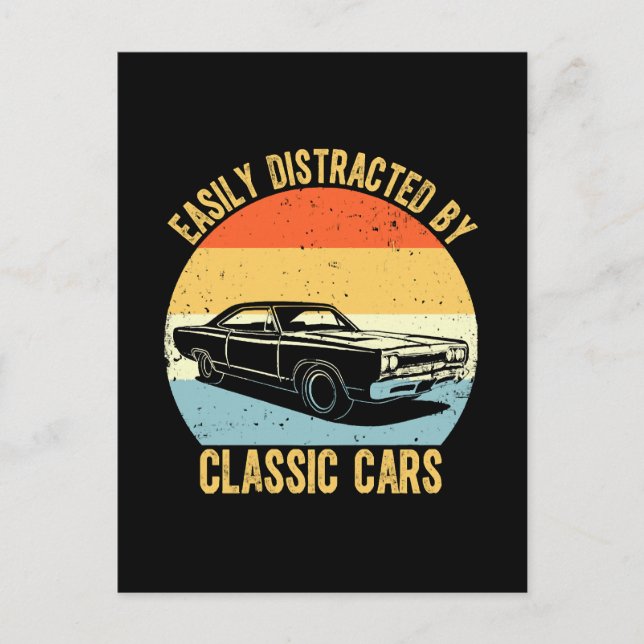 Lätt Distraherad Av Klassiska Bilar Vykort (Framsida)