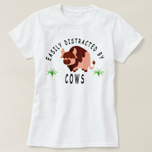 Lätt Distraherad Av Kor Tröja,Ko Älskare ,Rolig T Shirt