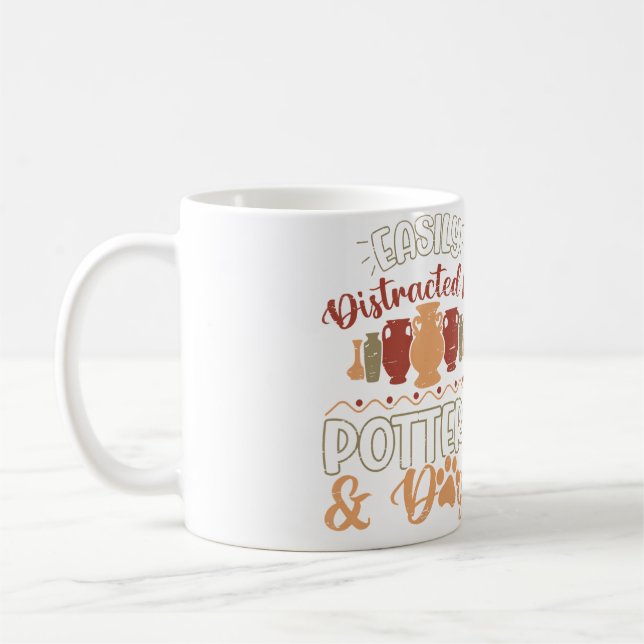 Lätt Distraherad Av Krukmakeri Hundar Kruka Ugn Le Kaffemugg (Vänster)