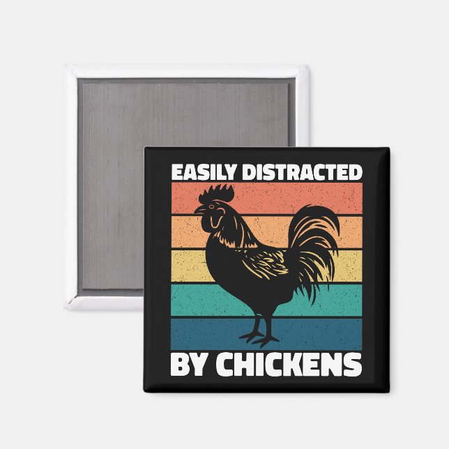 Lätt Distraherad Av Kycklingar Jordbruk Älskare Ro Magnet (Front/Back)