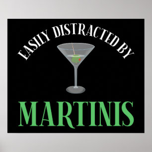 Lätt Distraherad Av Martinis Poster