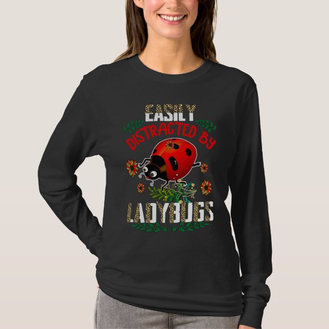 Lätt Distraherad Av Nyckelpigor Leopard Solrosor L T Shirt (Framsida)