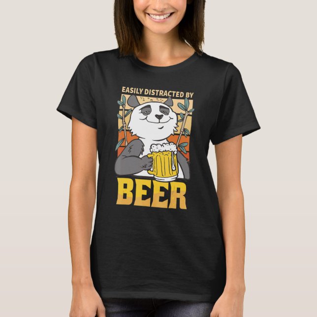 Lätt Distraherad av Öl Panda Män Gifta Bachelors T Shirt (Framsida)