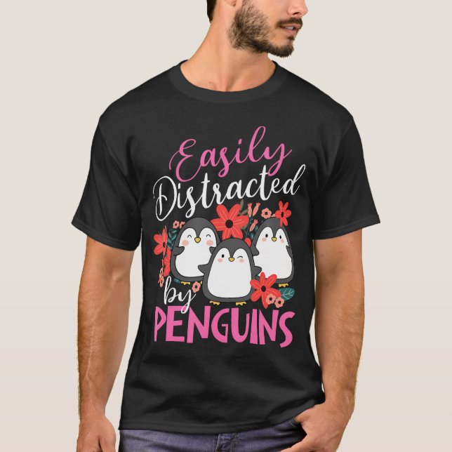Lätt Distraherad Av Pingviner - Pingvin Älskare Få T Shirt (Framsida)