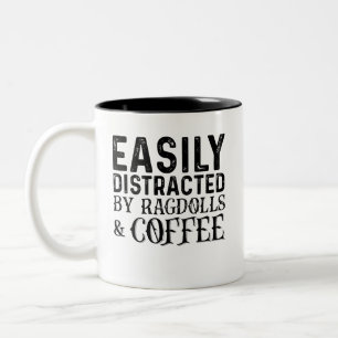 Lätt Distraherad Av Ragdolls Och Kaffe Två-Tonad Mugg