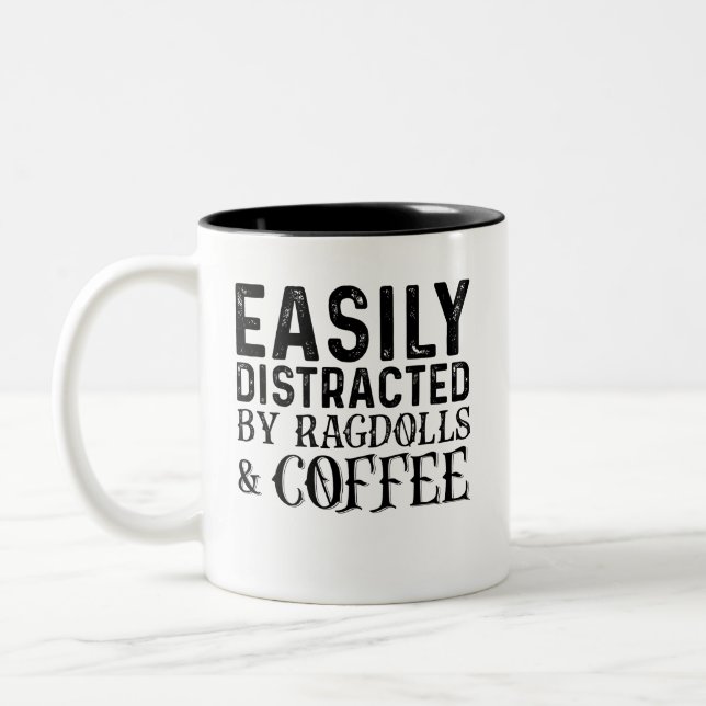 Lätt Distraherad Av Ragdolls Och Kaffe Två-Tonad Mugg (Vänster)