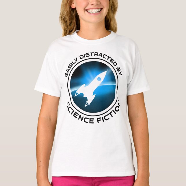 Lätt Distraherad Av Science Fiction T Shirt (Framsida)