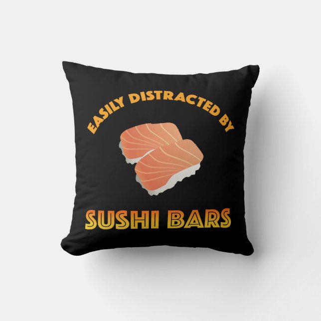 Lätt Distraherad Av Sushi Barer Kudde (Framsida)