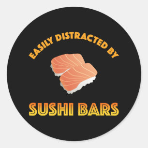 Lätt Distraherad Av Sushi Barer Runt Klistermärke