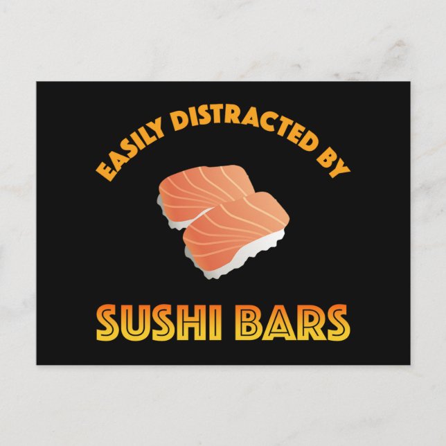 Lätt Distraherad Av Sushibarer Vykort (Framsida)