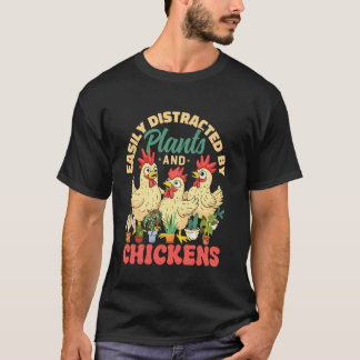 Lätt Distraherad av Växter och Kycklingar Rolig Tr T Shirt