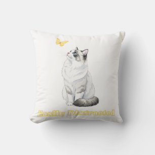 Lätt Distraherad Söt Katt & Fjärilsdesign Kudde
