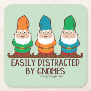 Lätt distraherat av Gnomes Underlägg Papper Kvadrat