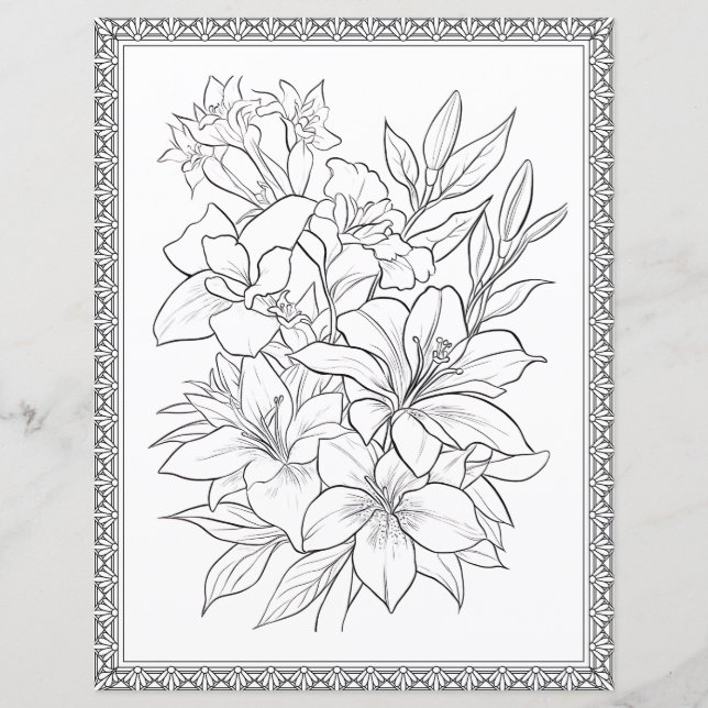 Lätt Elegant Blommig Färgningssida Scrapbookpapper (Framsida)