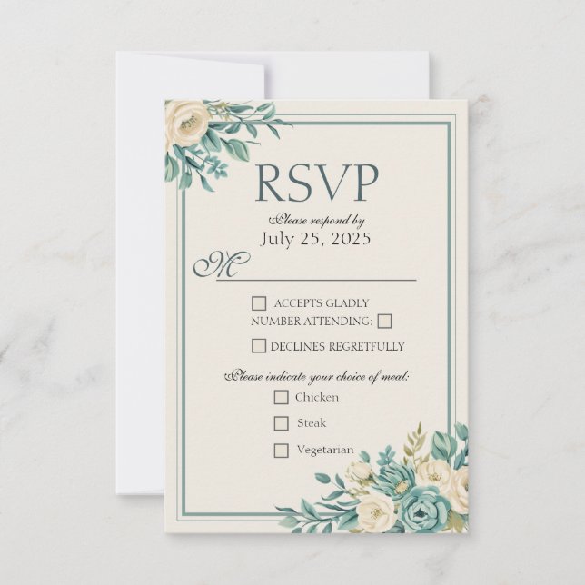 Lätt formell blomstersvarskort OSA kort (Framsida)